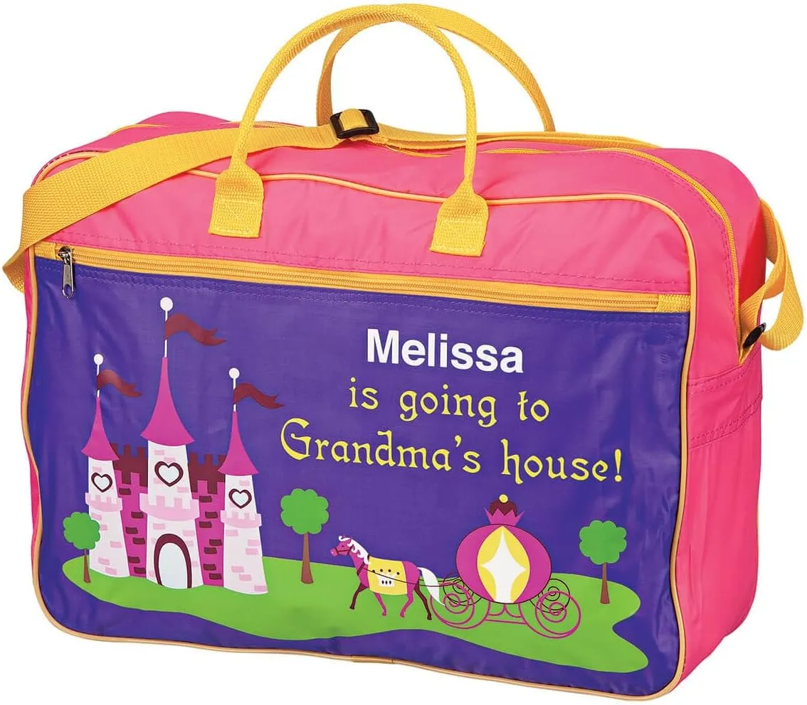 Miles Kimball Personalized Girls Going to Grandma's Tote – Fun gift from Grandma – Present for Granddaughter Customize with Childs Name – Pink and Purple