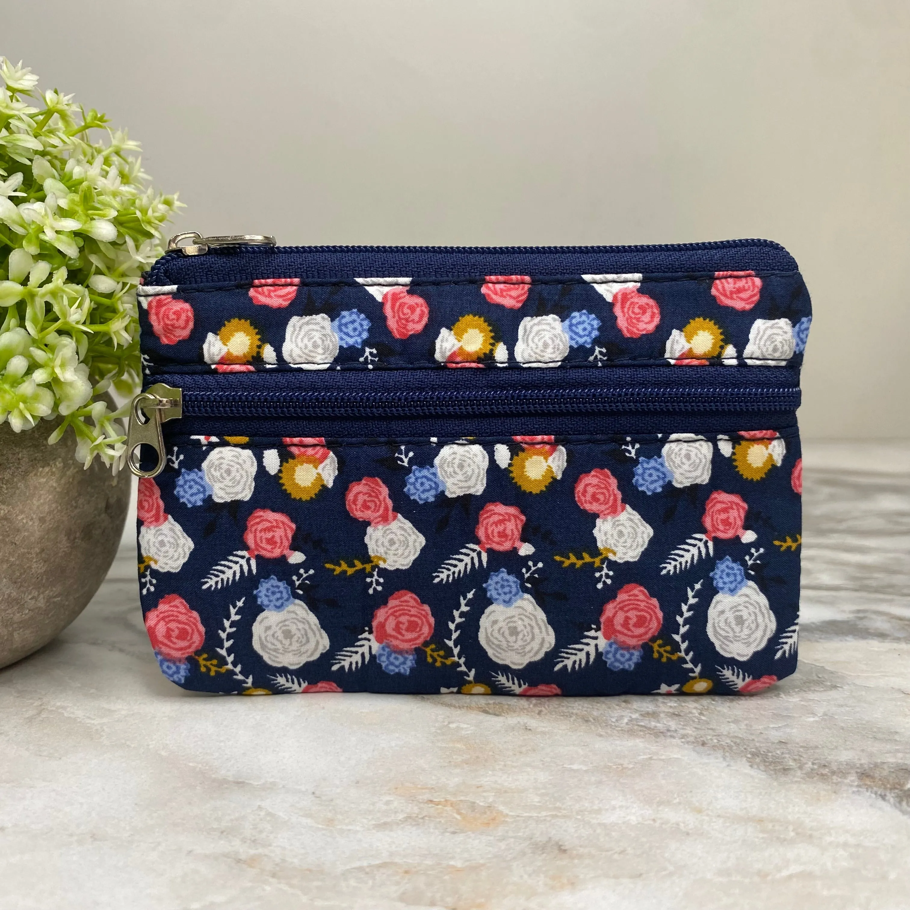 Mini Double Zip Pouch - Floral Designs #3