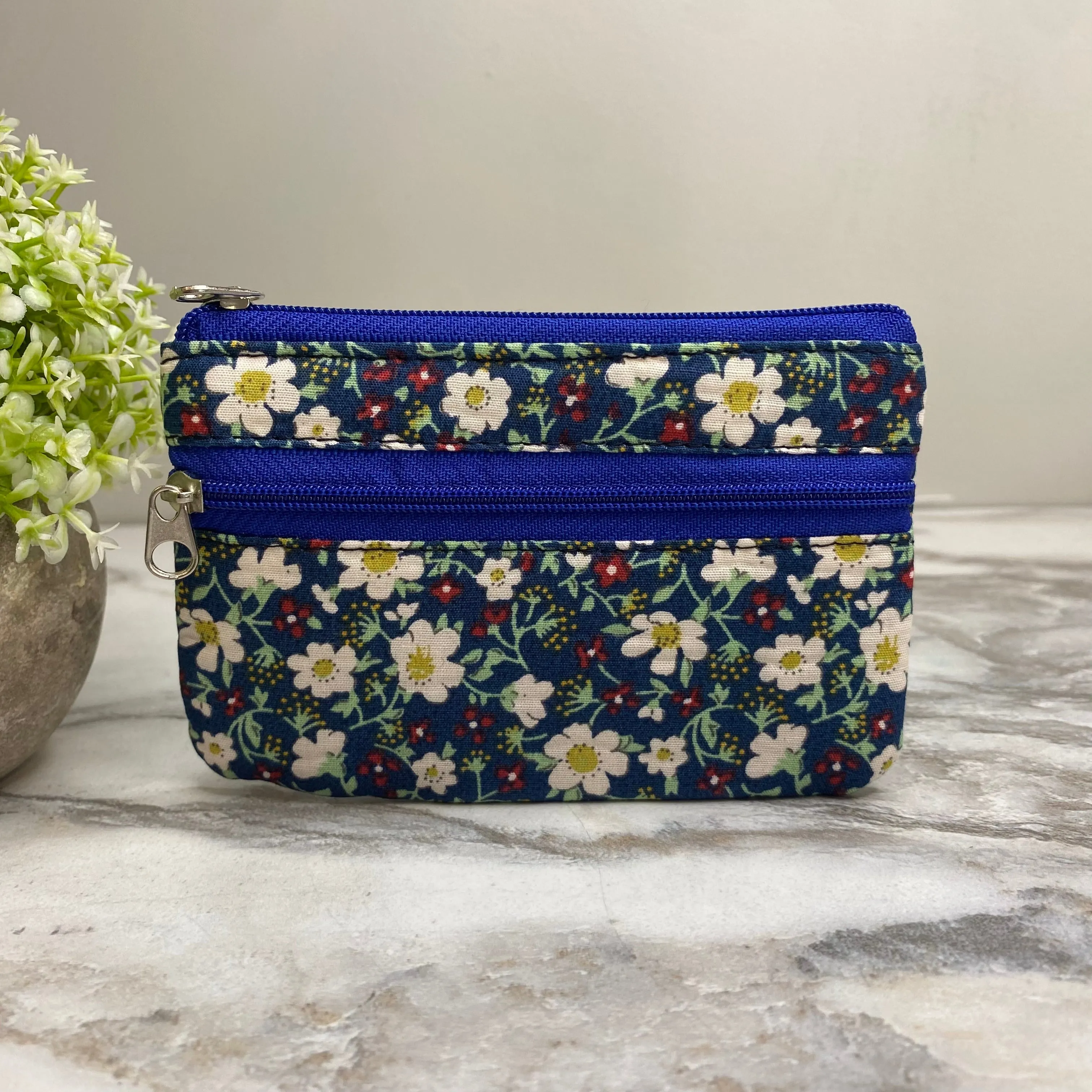Mini Double Zip Pouch - Floral Designs
