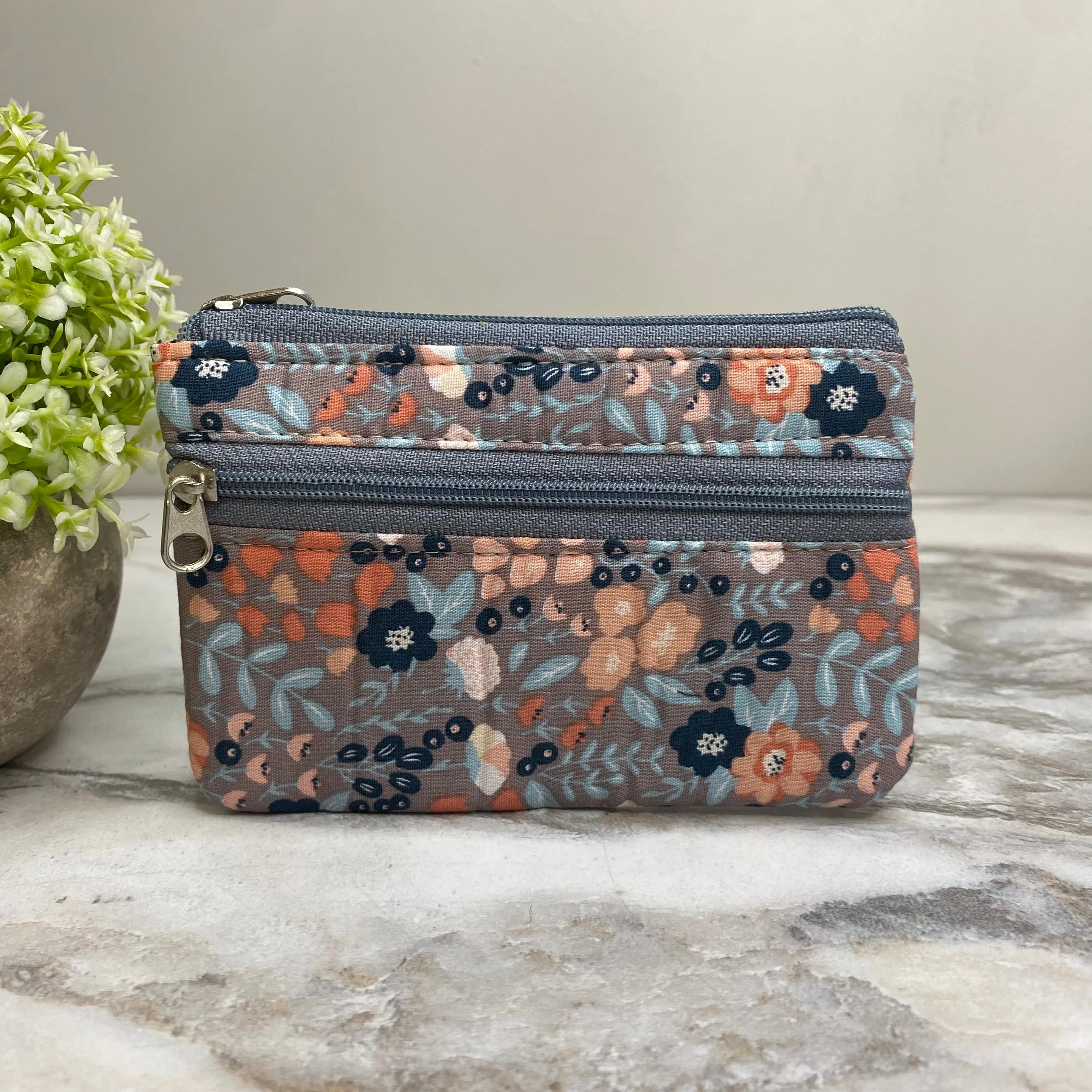 Mini Double Zip Pouch - Floral Designs