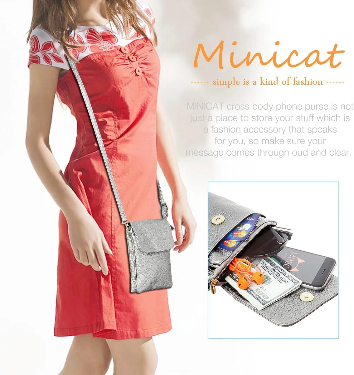 MINICAT Roomy Pockets Small Crossbody Bags Cell Phone Wallet Purses for Women
