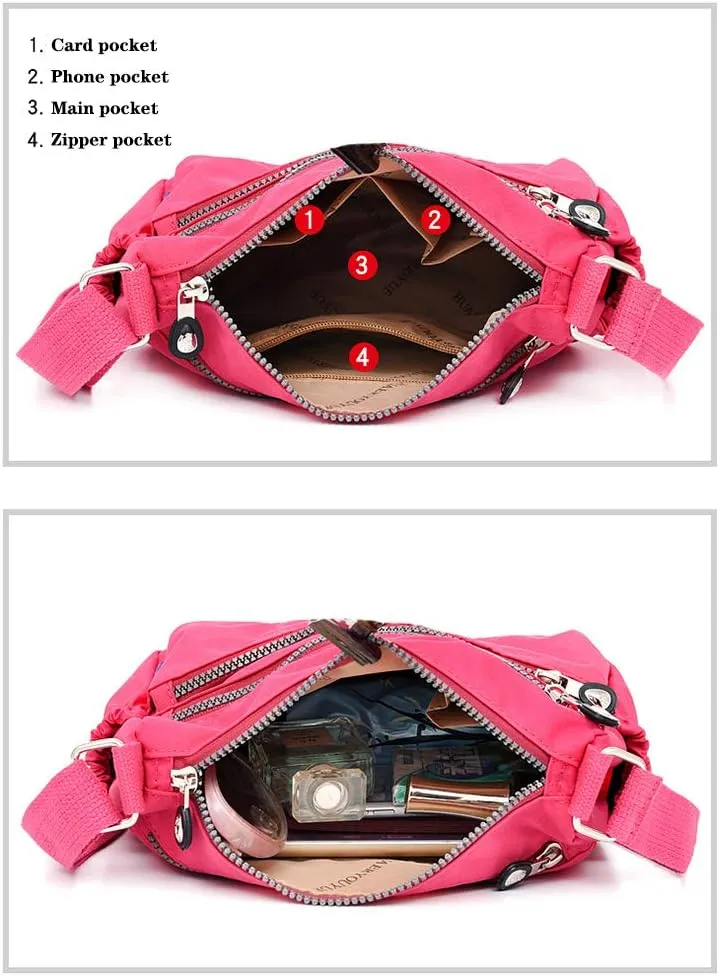 MINTEGRA Shoulder Bag for Women Waterproof Crossbody Purses Lightweight Nylon Work Travel Purse Messenger Bag