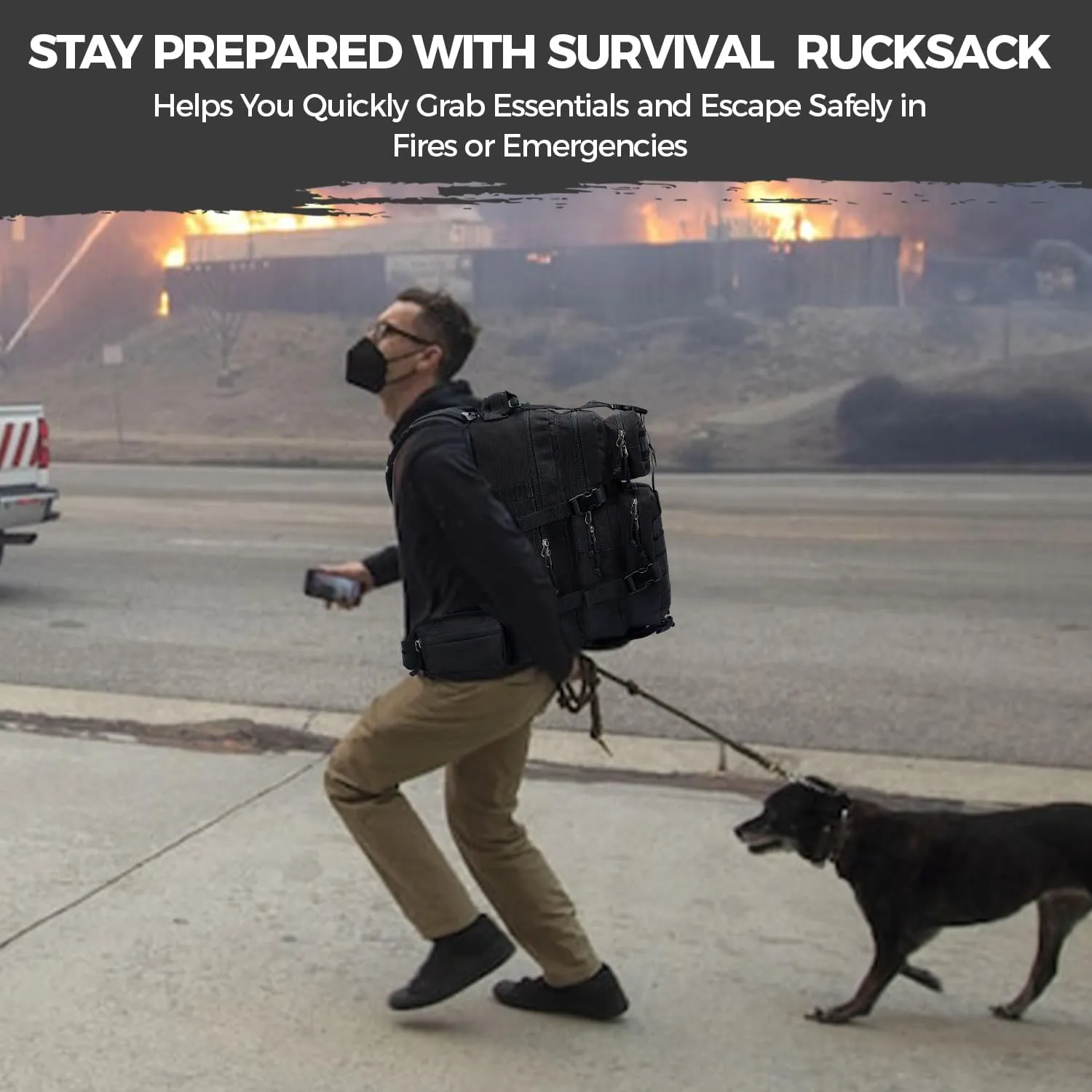 MIRACOL Tactical Emergency Survival Backpack- 35L Go Bag Survival Backpack with MOLLE System - Heavy Duty Military Gear for Wildfire Disaster Preparedness Camouflage Green