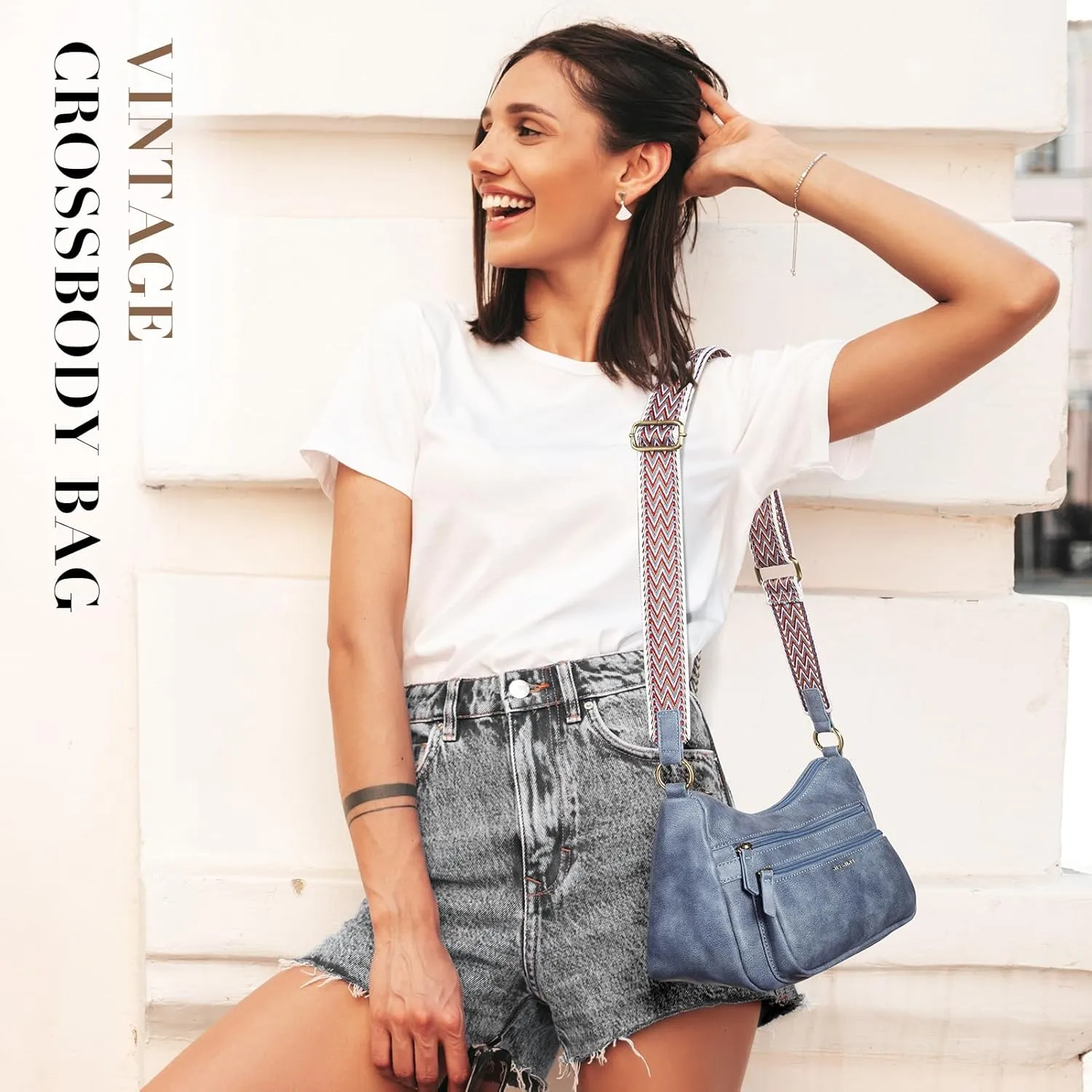 Missnine Crossbody Bags for Women, Medium Size Purses With Wide Shoulder Strap, Leather Trendy Cross Body Shoulder Handbags