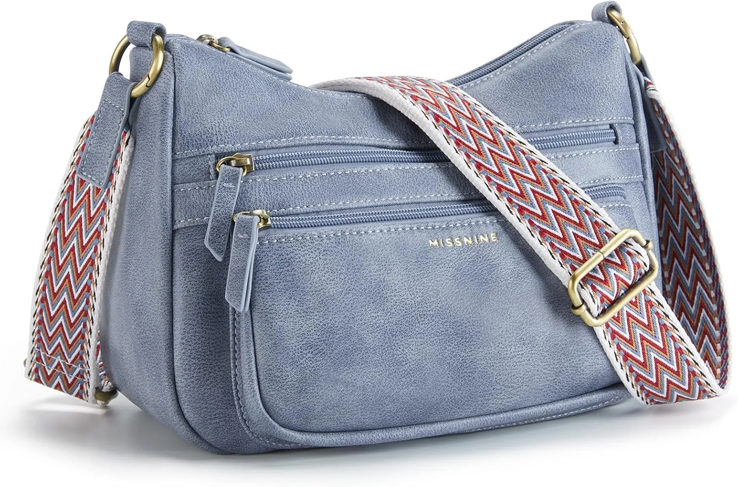 Missnine Crossbody Bags for Women, Medium Size Purses With Wide Shoulder Strap, Leather Trendy Cross Body Shoulder Handbags