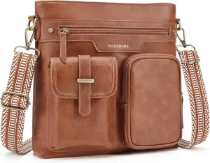 Missnine Crossbody Bags for Women Multi Pocket Purses Soft Leather Medium Shoulder Handbags with Adjustable Strap