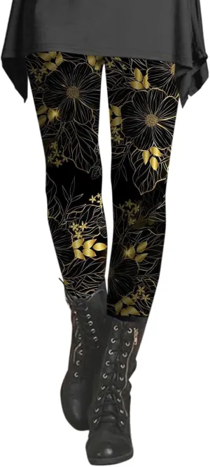 Miyaomn Stylish Boho Printed Leggings for Women Skinny Comfy Stretchy High Waisted Tights Workout Athletic Fitness Yoga Pants