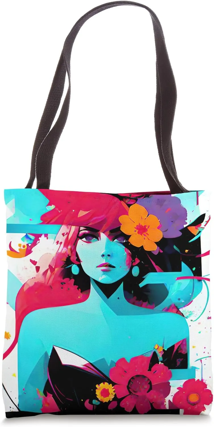 M'lady - Floral Femme Fatale Color Splash Modern Art Tote Bag
