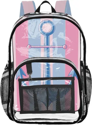 MNSRUU Large Clear Backpack for School Stadium Concerts Sports Events Spear Transparent Heavy-Duty PVC Backpack with Adjustable Straps, See-Through Bag Multiple Compartments