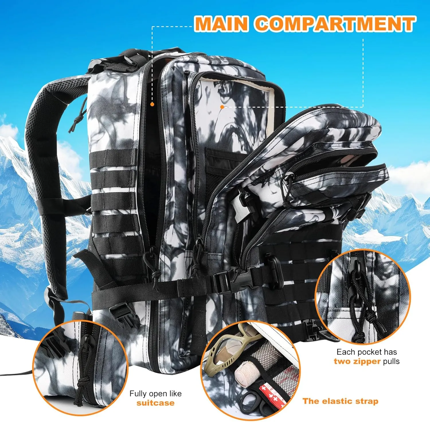 MOLLE Assault Pack, Tactical Backpack Military Army Camping Rucksack, 3-Day Pack