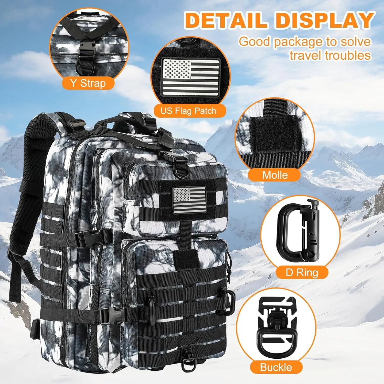 MOLLE Assault Pack, Tactical Backpack Military Army Camping Rucksack, 3-Day Pack