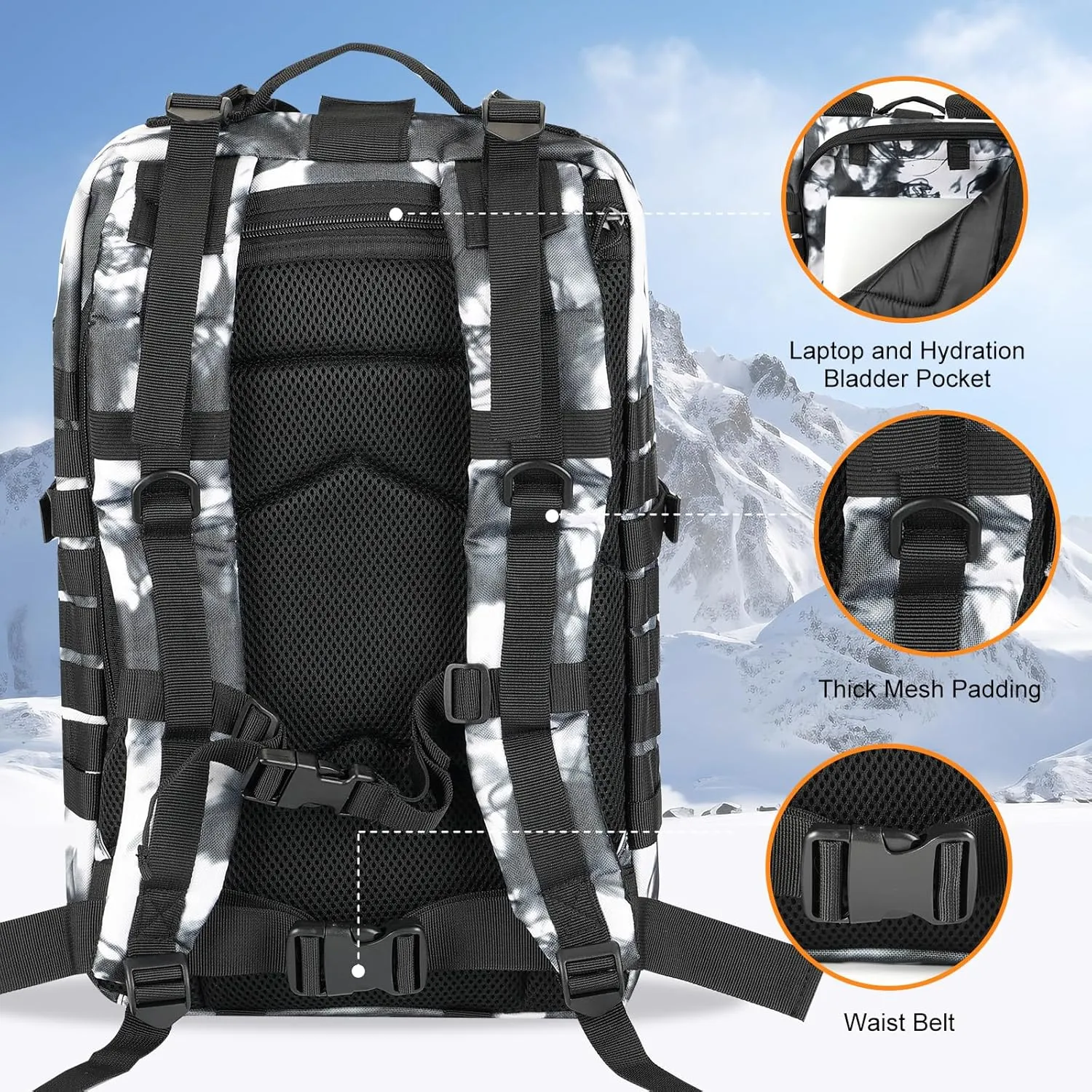 MOLLE Assault Pack, Tactical Backpack Military Army Camping Rucksack, 3-Day Pack