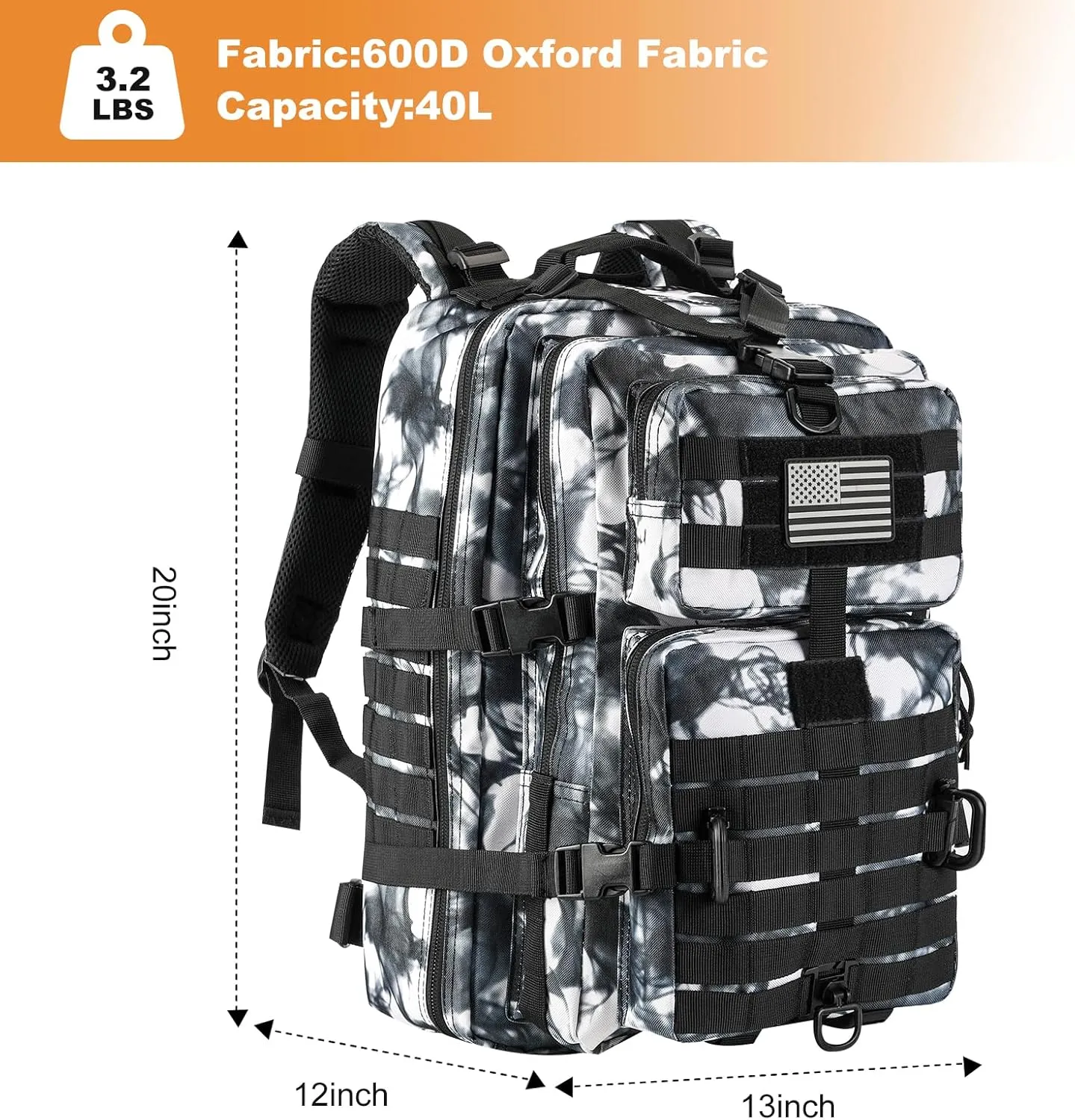 MOLLE Assault Pack, Tactical Backpack Military Army Camping Rucksack, 3-Day Pack
