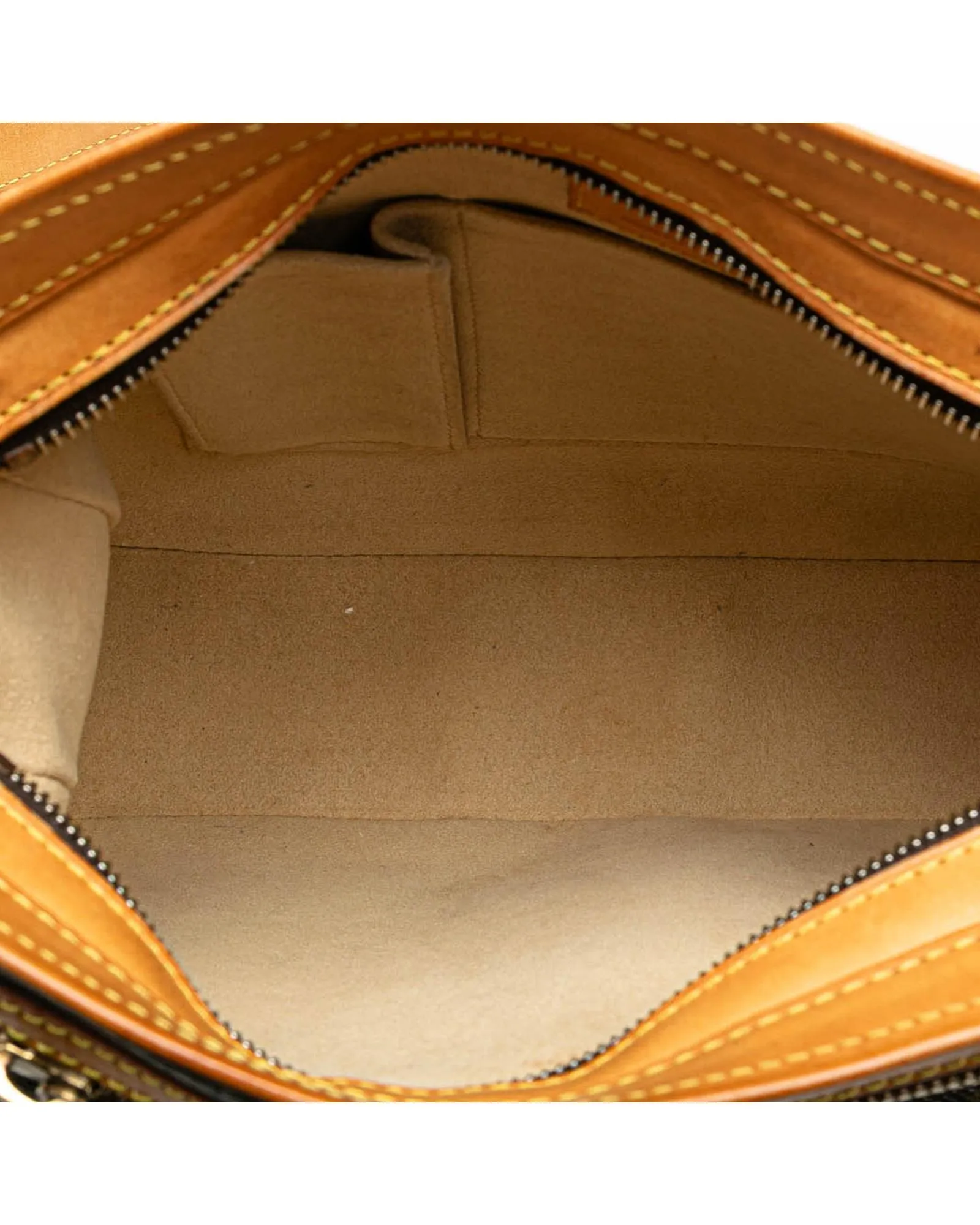 Monogram Canvas Bag with Leather Trim and Multiple Pockets