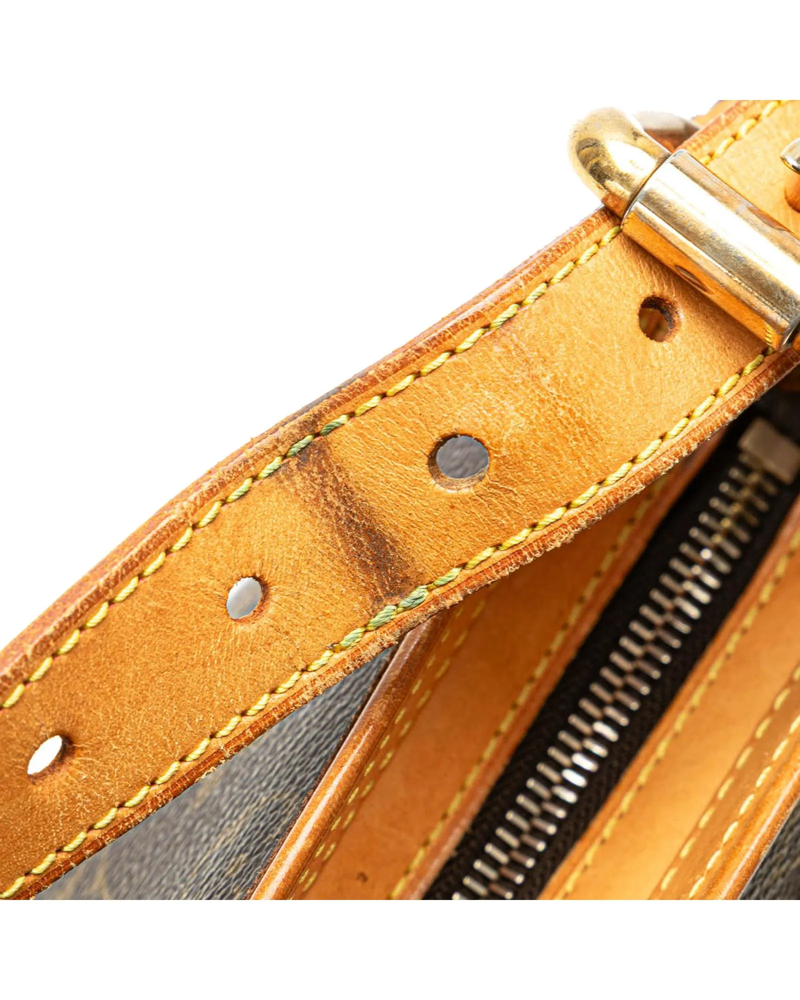 Monogram Canvas Bag with Leather Trim and Multiple Pockets
