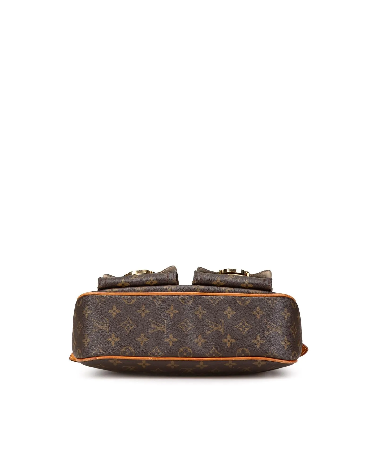 Monogram Canvas Bag with Leather Trim and Multiple Pockets