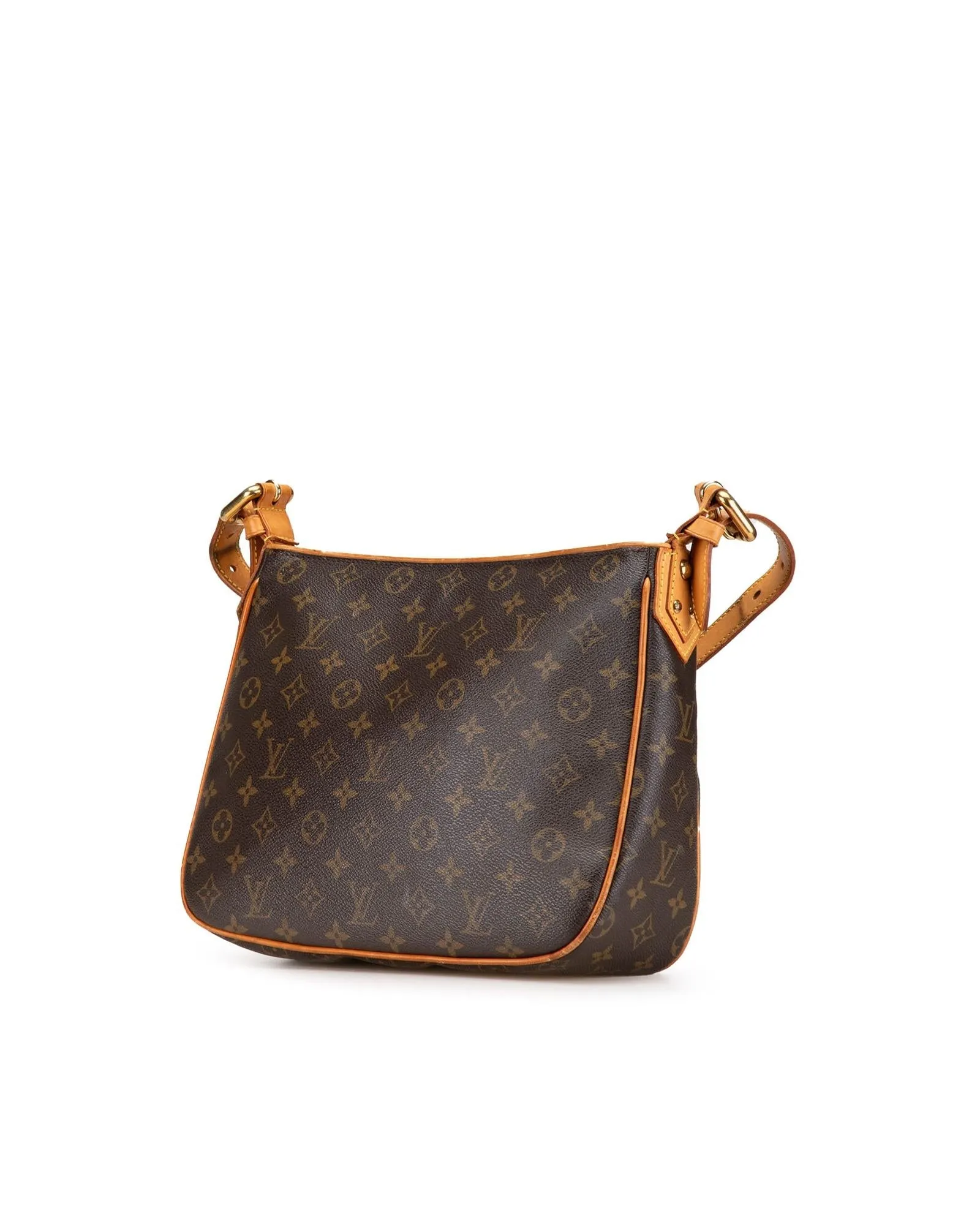 Monogram Canvas Bag with Leather Trim and Multiple Pockets