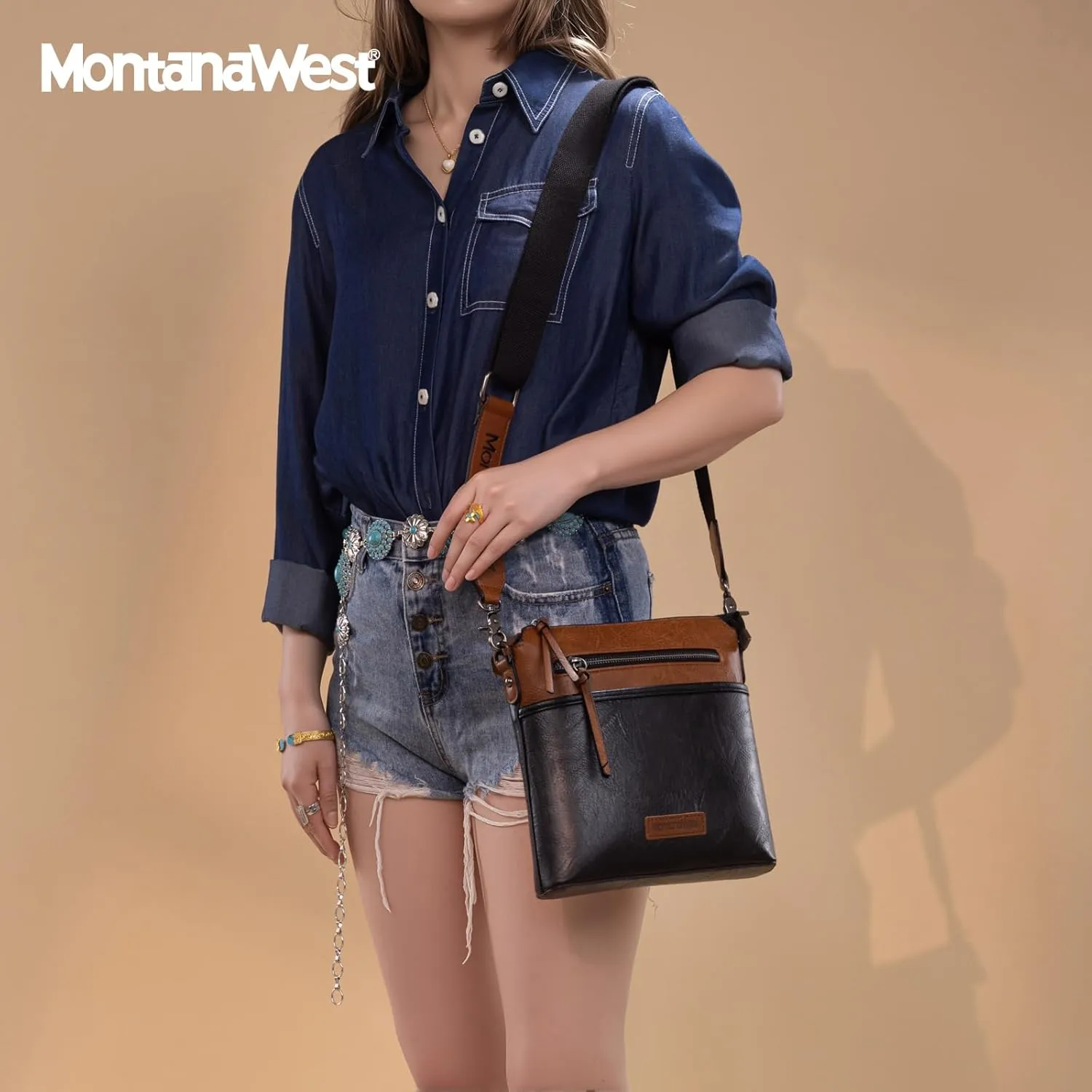 Montana West Crossbody Bag for Women Multi Pocket Cross Body Bag Purses with Guitar Strap
