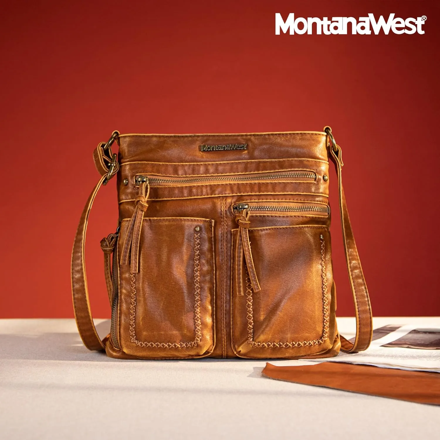 Montana West Crossbody Bag for Women Multi Pocket Shoulder Medium Travel Purses Ultra Soft Washed Leather
