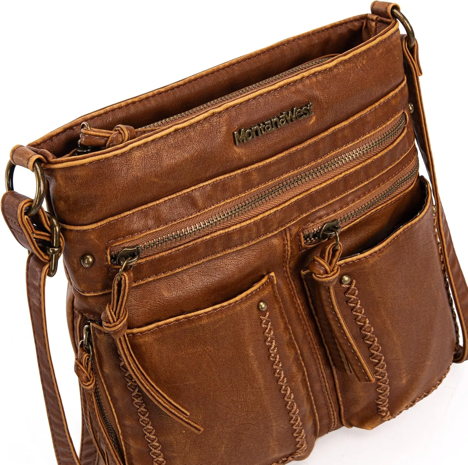 Montana West Crossbody Bag for Women Multi Pocket Shoulder Medium Travel Purses Ultra Soft Washed Leather