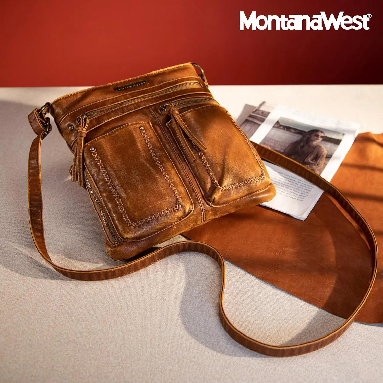 Montana West Crossbody Bag for Women Multi Pocket Shoulder Medium Travel Purses Ultra Soft Washed Leather