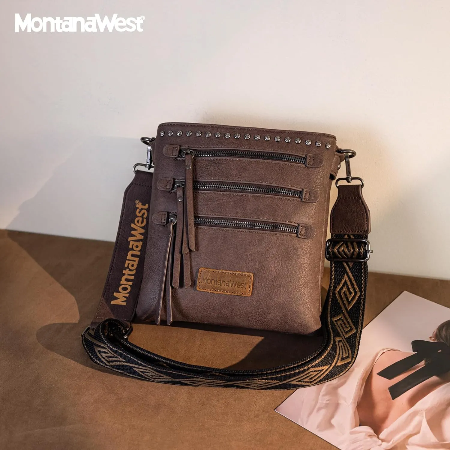 Montana West Crossbody Bags for Women Multi Pocket Cross Body Bag Purses with Guitar Strap