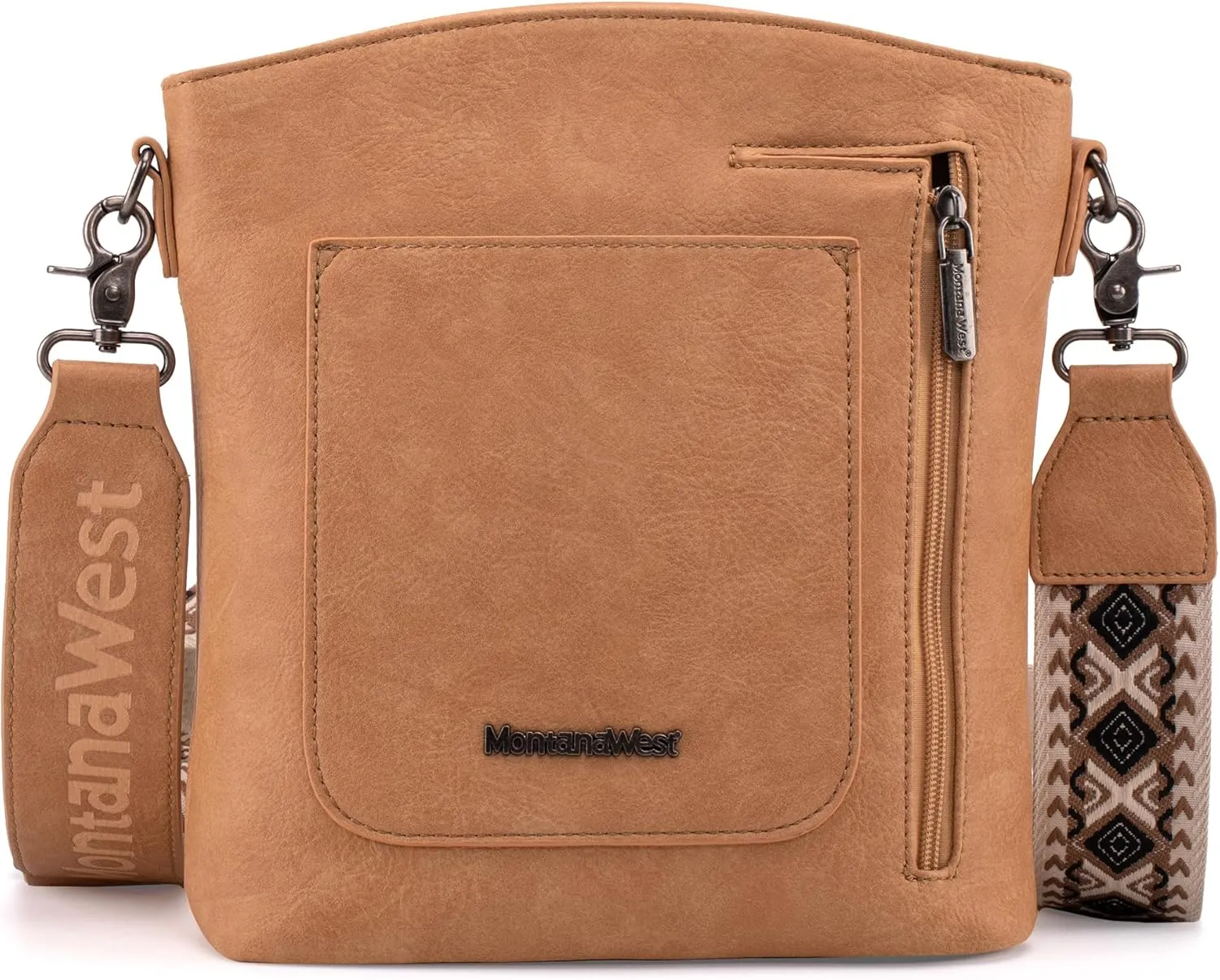 Montana West Multi Zip Pocket Large Crossbody Bag With Guitar Strap
