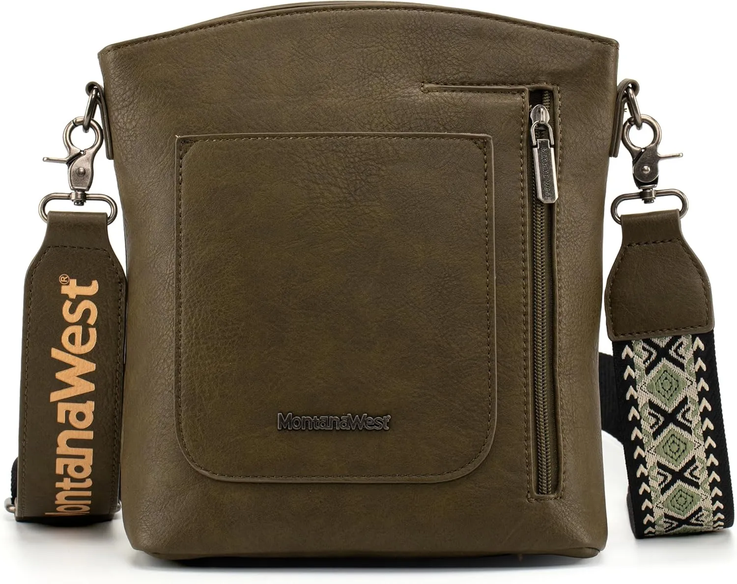 Montana West Multi Zip Pocket Large Crossbody Bag With Guitar Strap