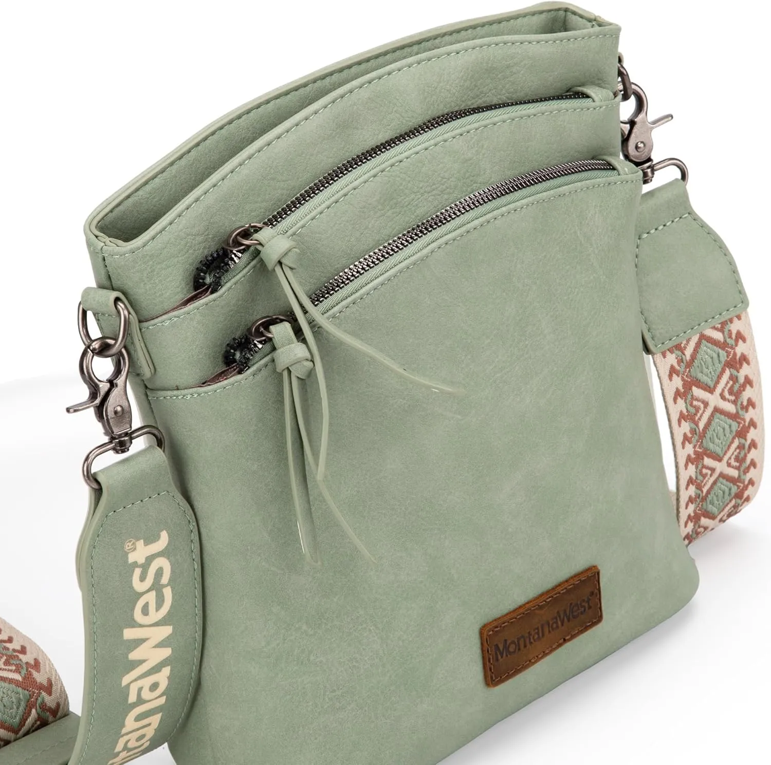 Montana West Multi Zip Pocket Large Crossbody Bag With Guitar Strap