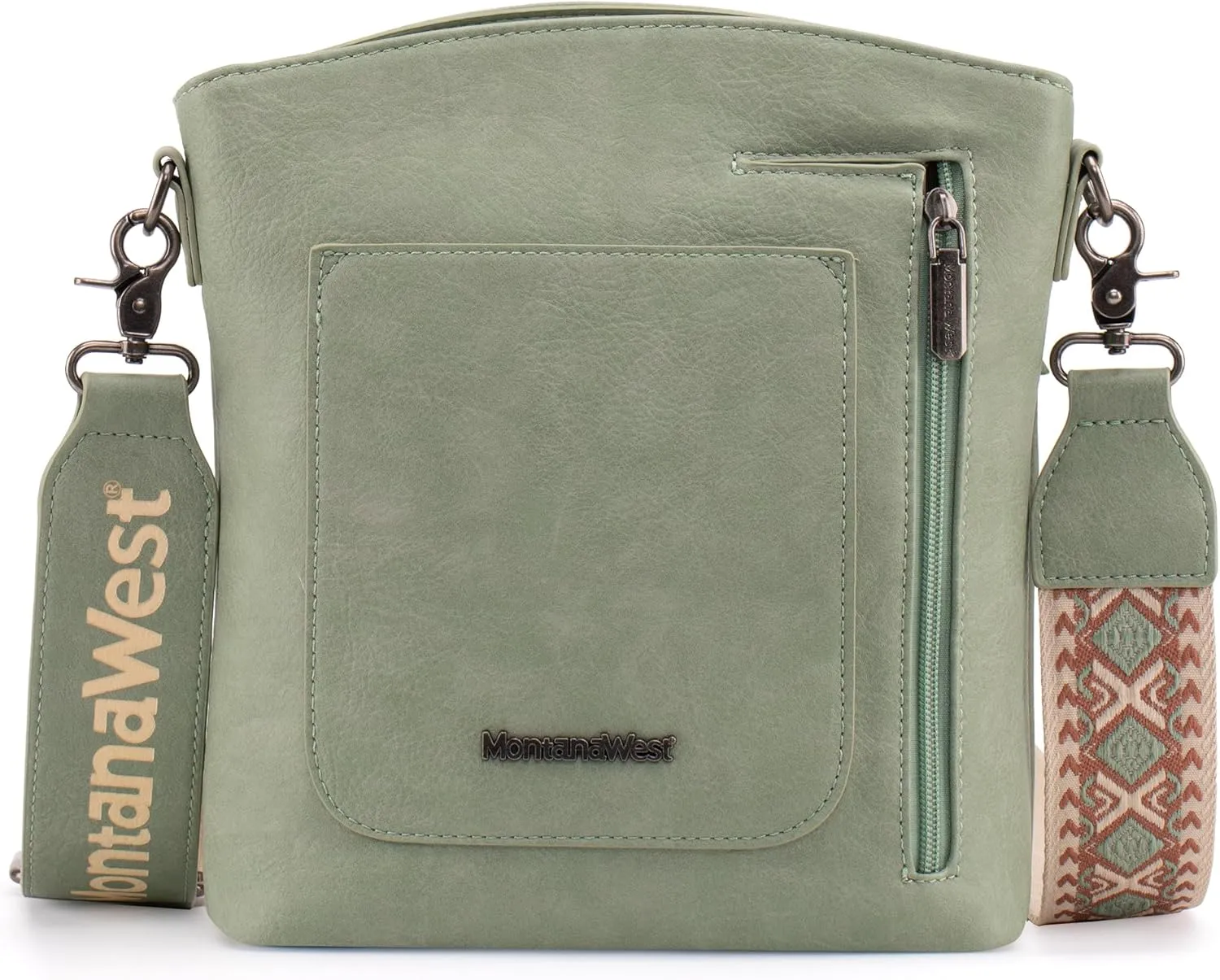 Montana West Multi Zip Pocket Large Crossbody Bag With Guitar Strap