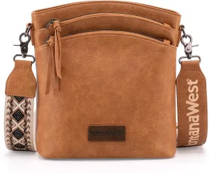 Montana West Multi Zip Pocket Large Crossbody Bag With Guitar Strap