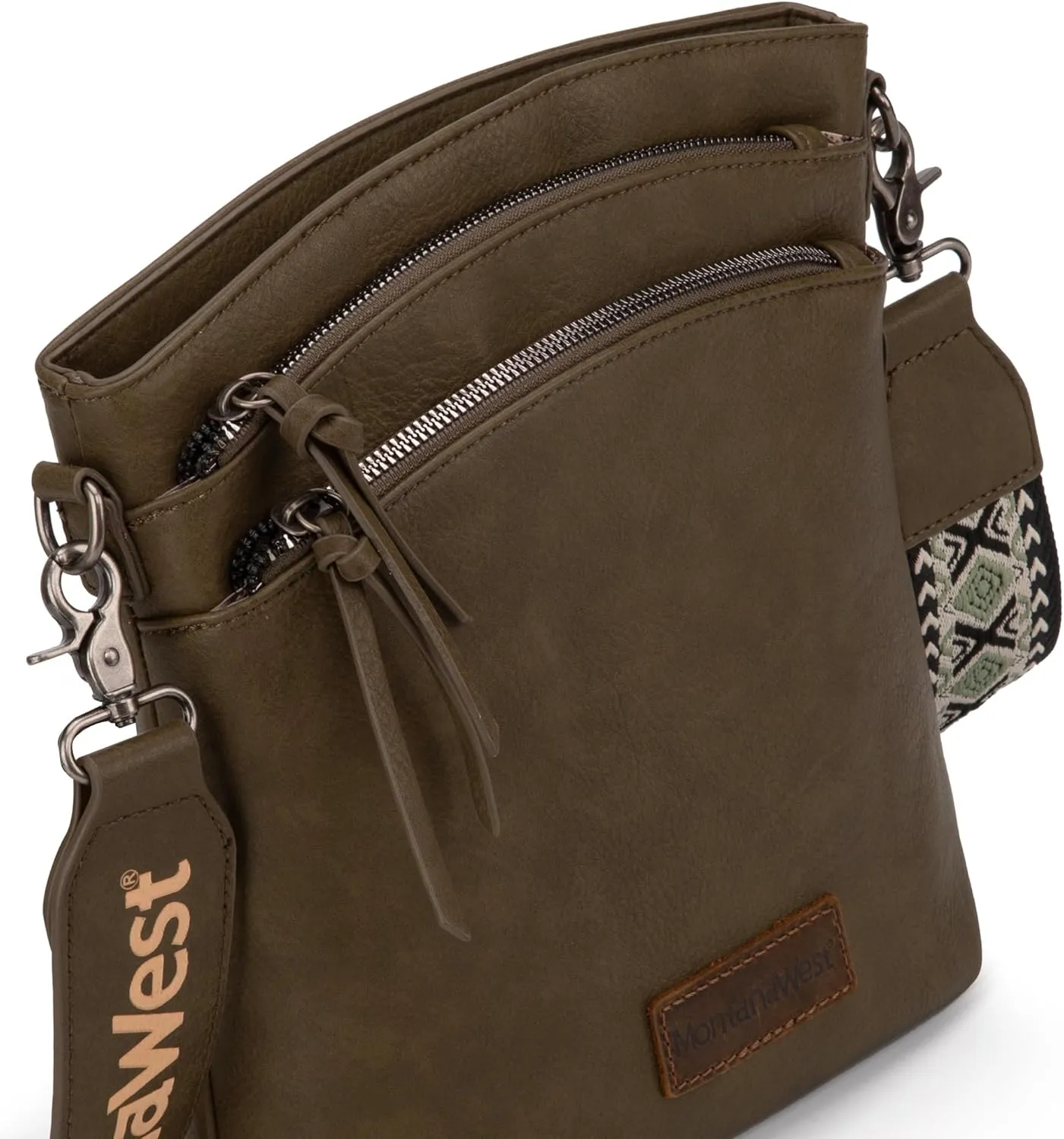 Montana West Multi Zip Pocket Large Crossbody Bag With Guitar Strap