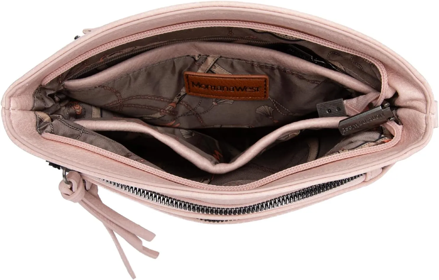 Montana West Multi Zip Pocket Large Crossbody Bag With Guitar Strap