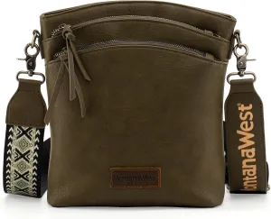 Montana West Multi Zip Pocket Large Crossbody Bag With Guitar Strap