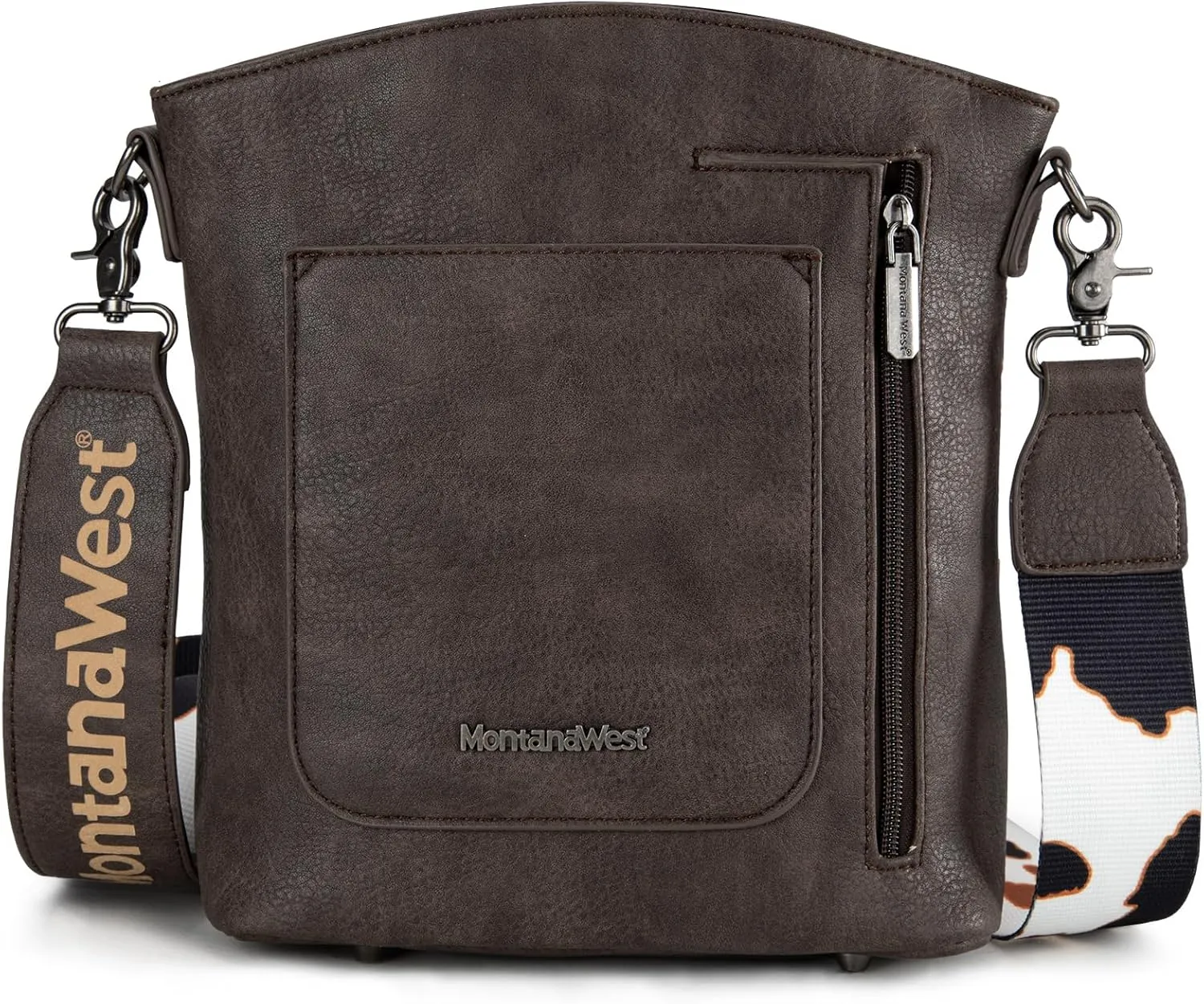 Montana West Multi Zip Pocket Large Crossbody Bag With Guitar Strap