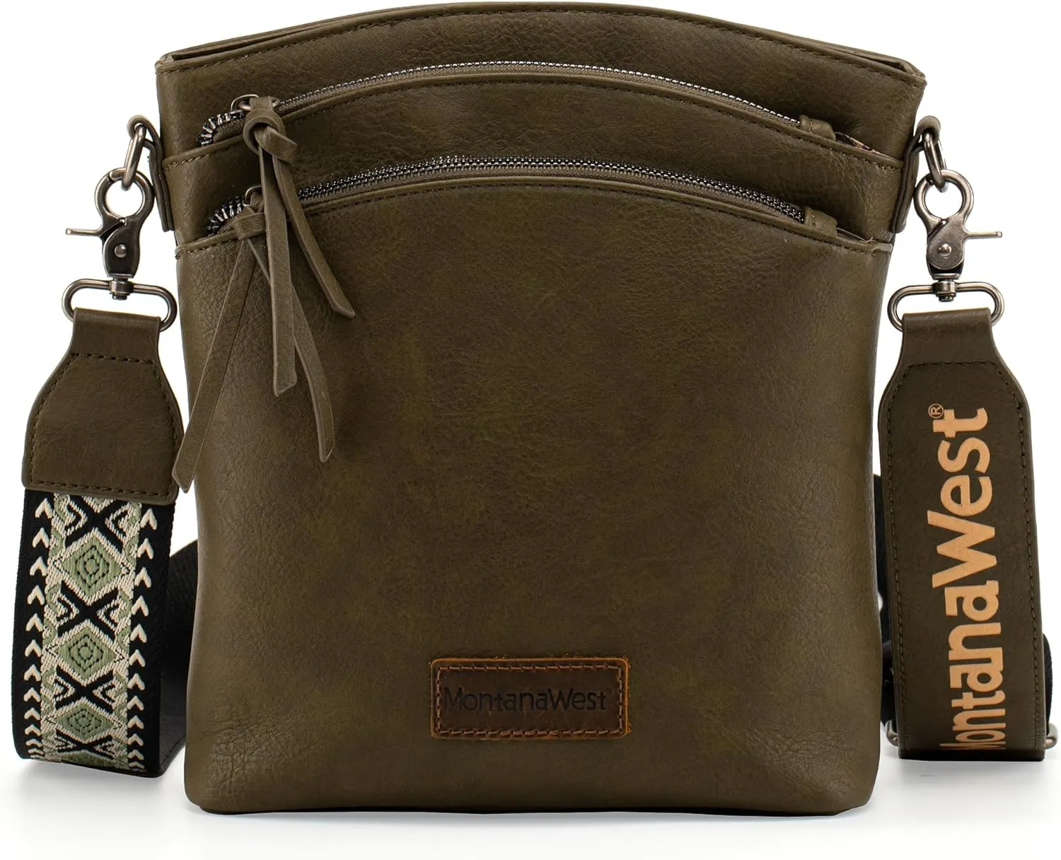 Montana West Multi Zip Pocket Large Crossbody Bag With Guitar Strap