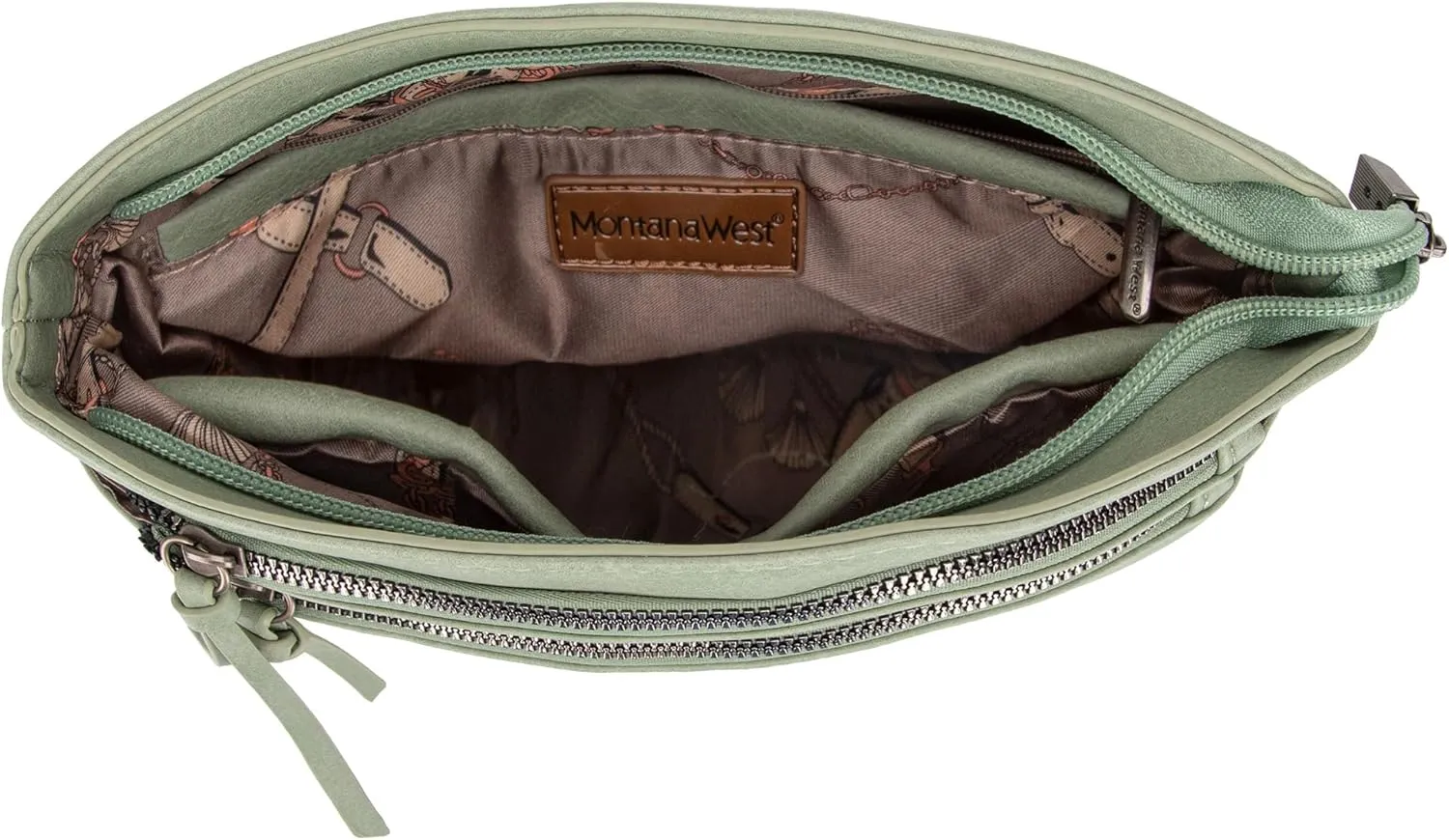 Montana West Multi Zip Pocket Large Crossbody Bag With Guitar Strap