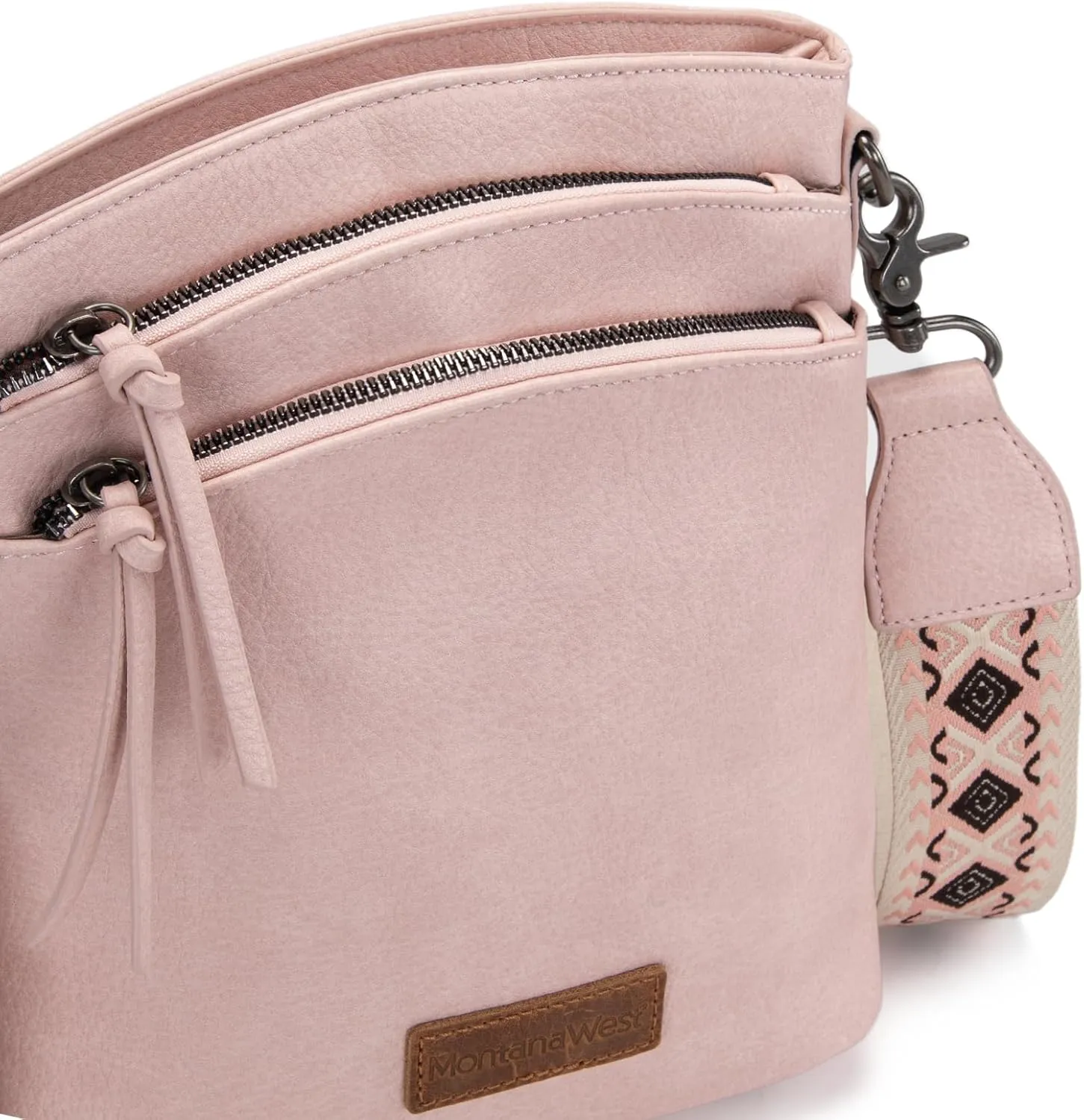 Montana West Multi Zip Pocket Large Crossbody Bag With Guitar Strap
