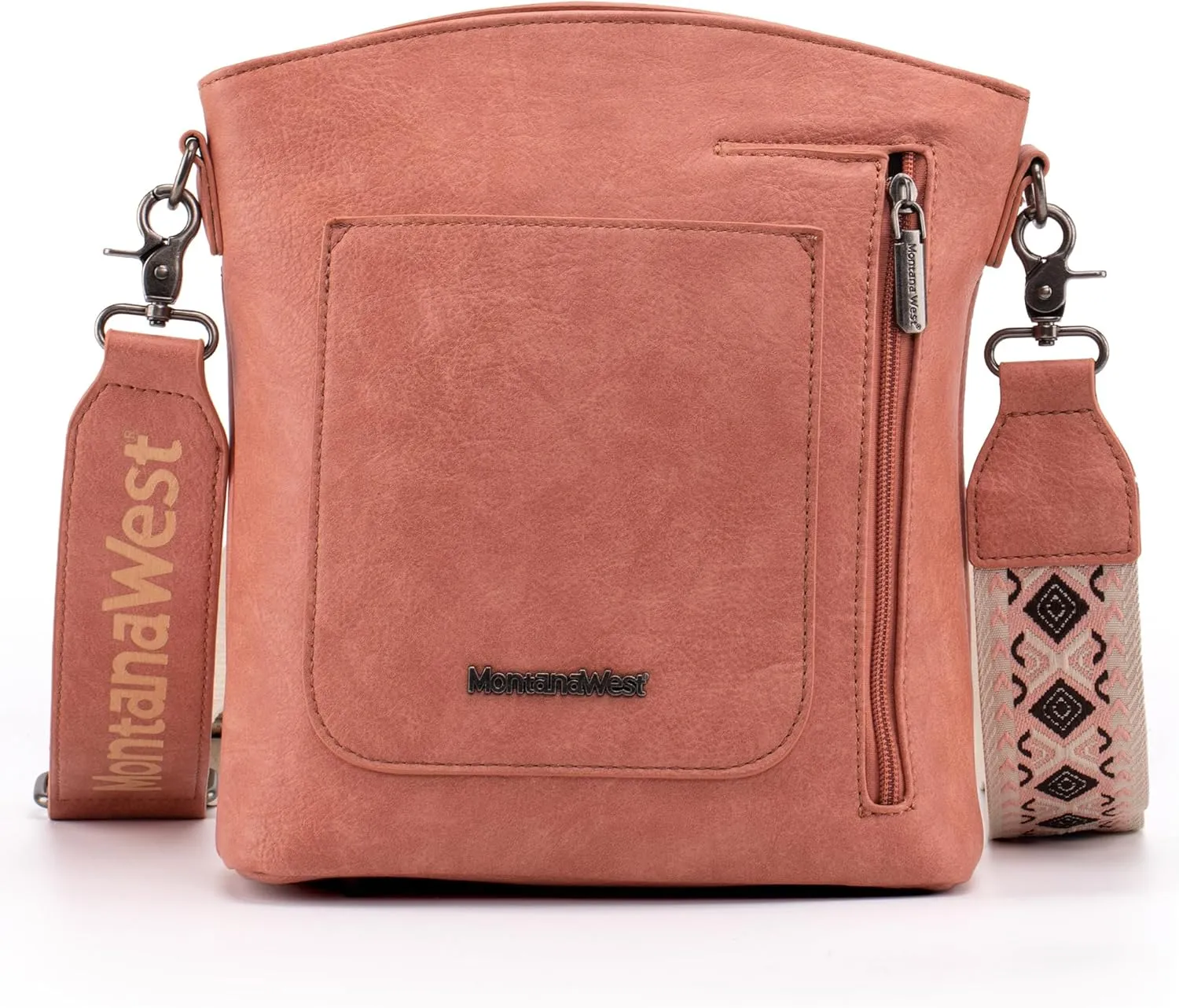 Montana West Multi Zip Pocket Large Crossbody Bag With Guitar Strap