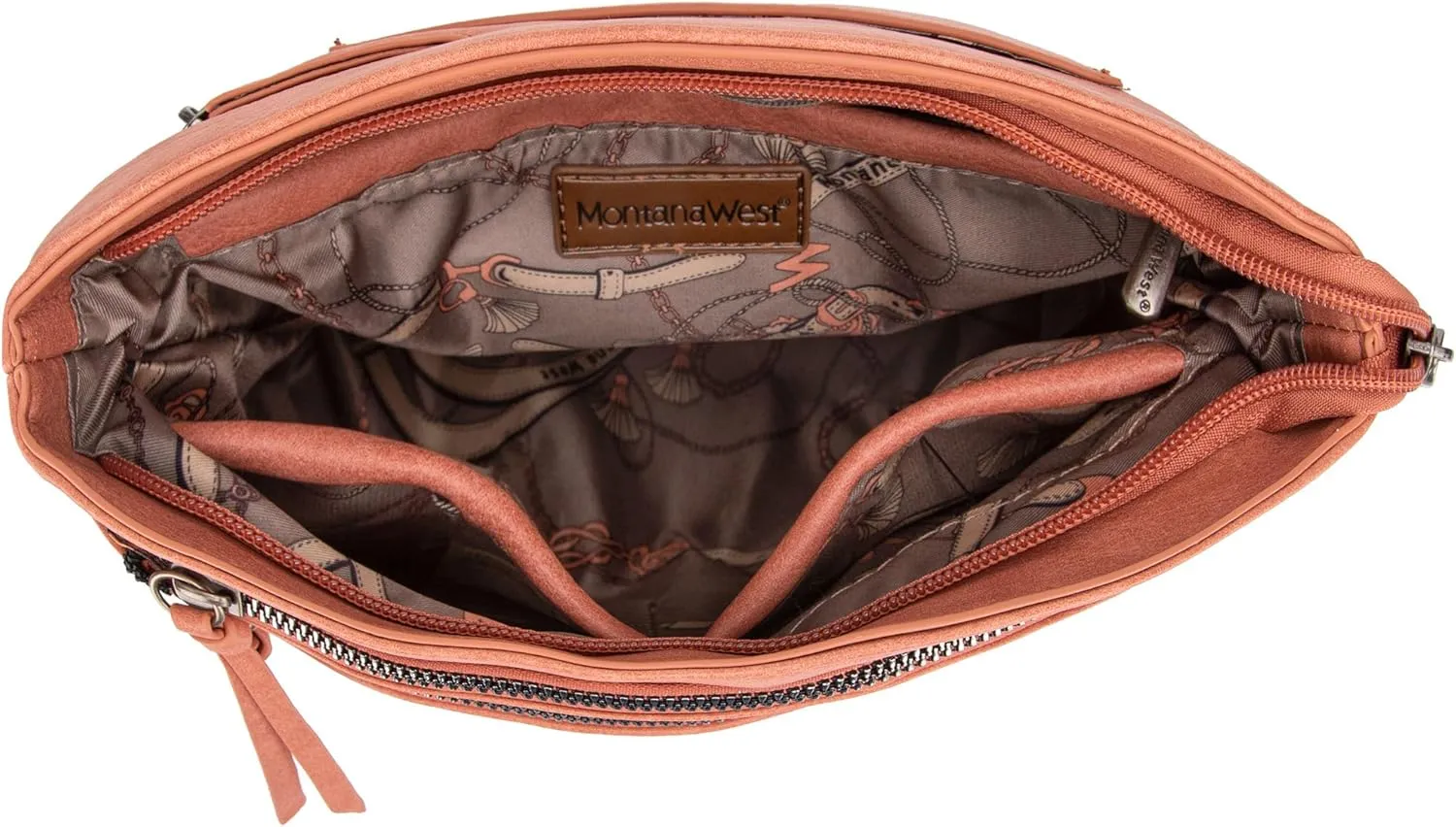 Montana West Multi Zip Pocket Large Crossbody Bag With Guitar Strap