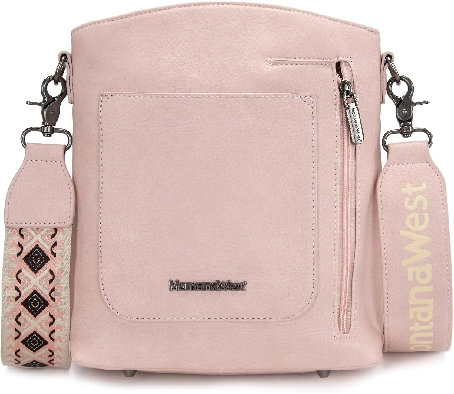 Montana West Multi Zip Pocket Large Crossbody Bag With Guitar Strap