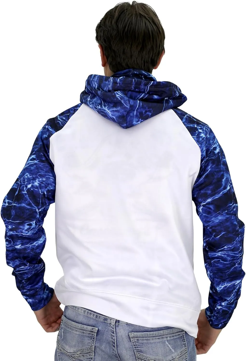 Mossy Oak Mens Fishing Hoodie, UV SPF Sun Protection Camo Fishing Sweatshirt with Face Mask Gaiter