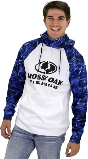 Mossy Oak Mens Fishing Hoodie, UV SPF Sun Protection Camo Fishing Sweatshirt with Face Mask Gaiter