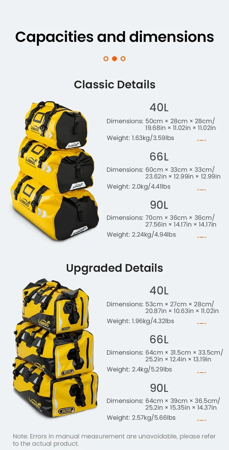 Motorcycle Travel Luggage Bag, Upgraded Edition Motorcycle Luggage Bag, Motorcycle Luggage Bag, Skiing, Hiking, Camping, Rowing, Cycling, Fishing, Outdoor Luggage Bag(Black, 66L)