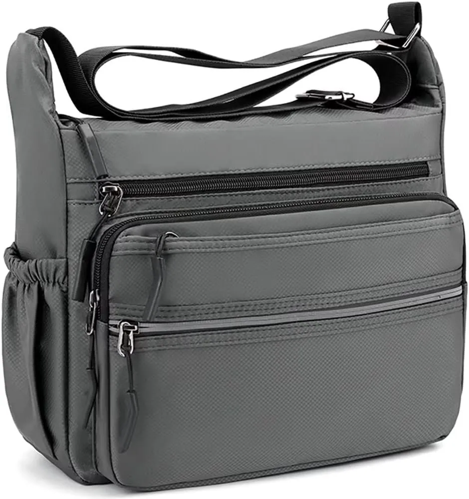 Mudono Messenger Bag for Men Nylon Waterproof Shoulder Bag Multi-pocket Crossbody Bag Daily Travel Bag Lightweight Satchel