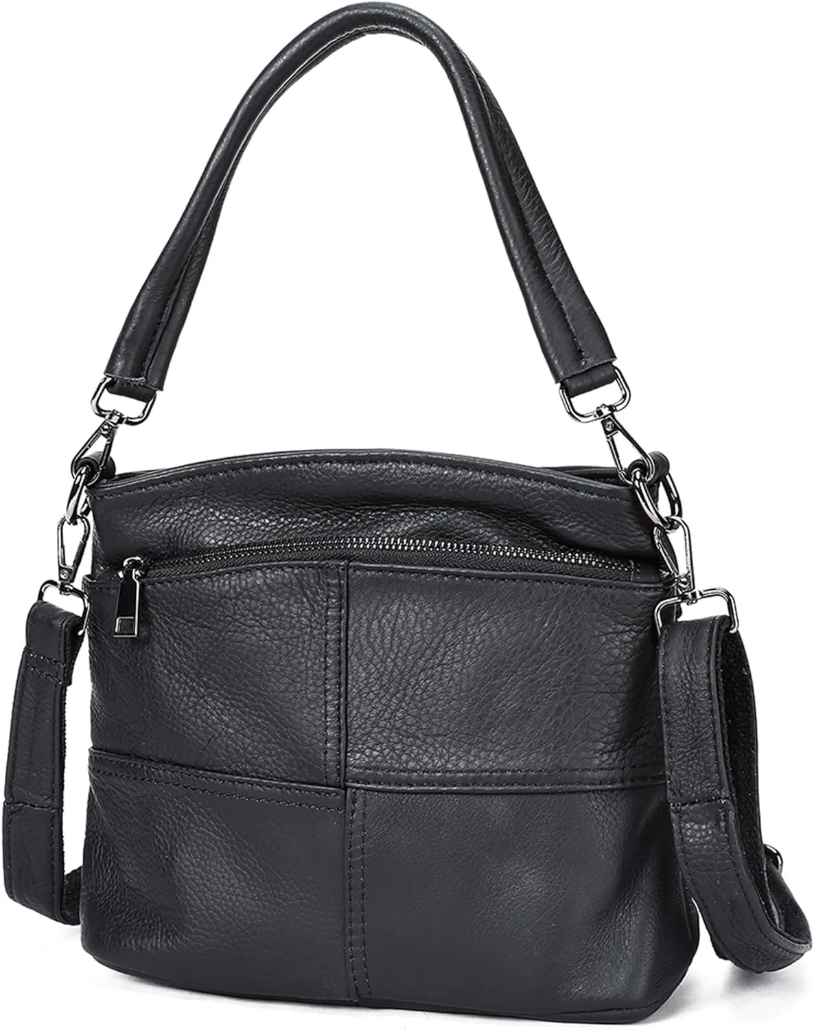Multifunctional Leather Shoulder Bag Large Capacity Ladies Handbag Mom Bag with 2 Shoulder Straps and Multiple Pockets