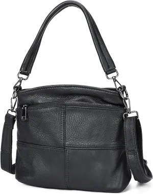 Multifunctional Leather Shoulder Bag Large Capacity Ladies Handbag Mom Bag with 2 Shoulder Straps and Multiple Pockets