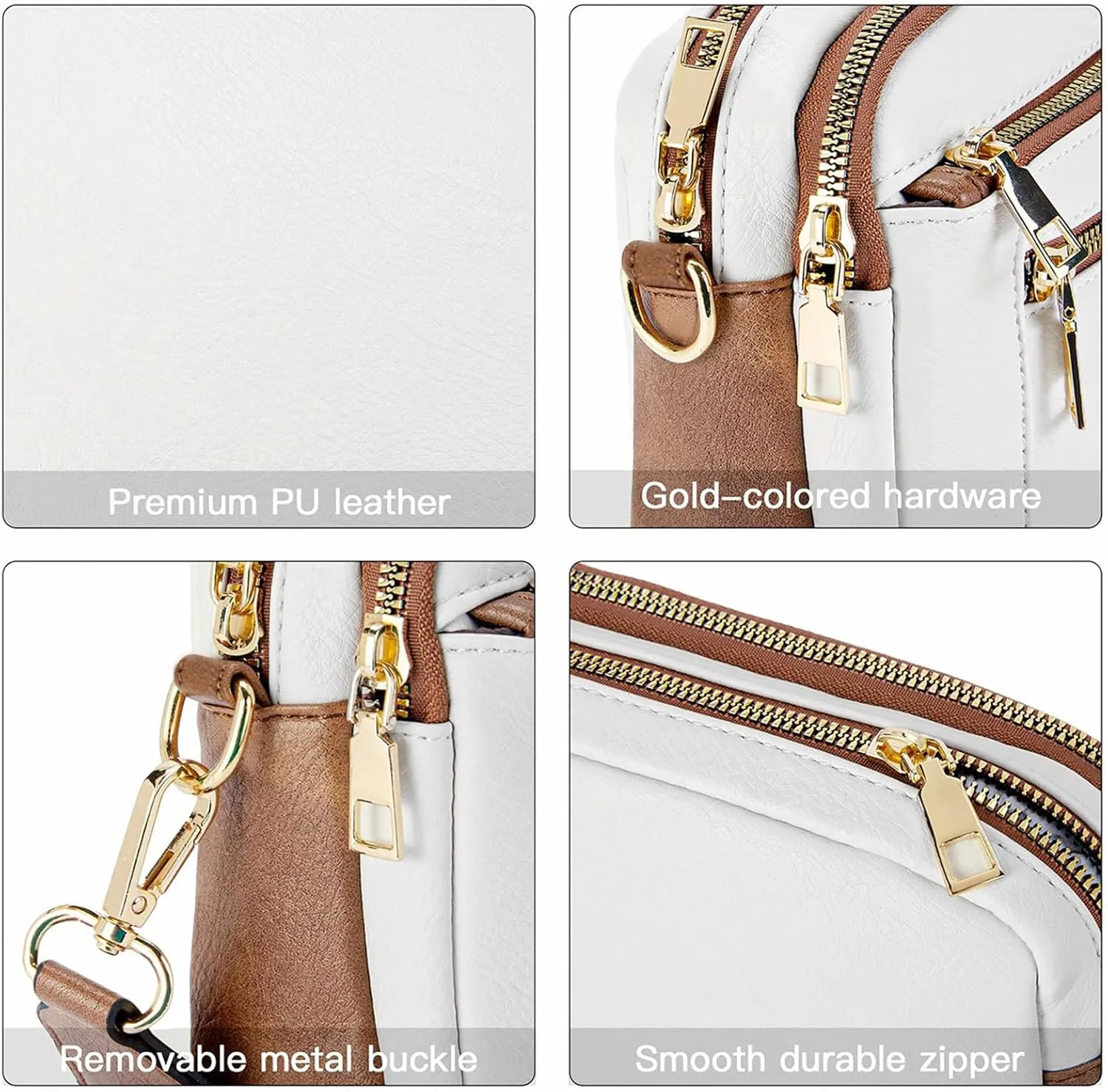 Multifunctional Zipper Crossbody Bag, Multi-Pocket Crossbody Bag for Women, Adjustable And Removable Shoulder Strap.