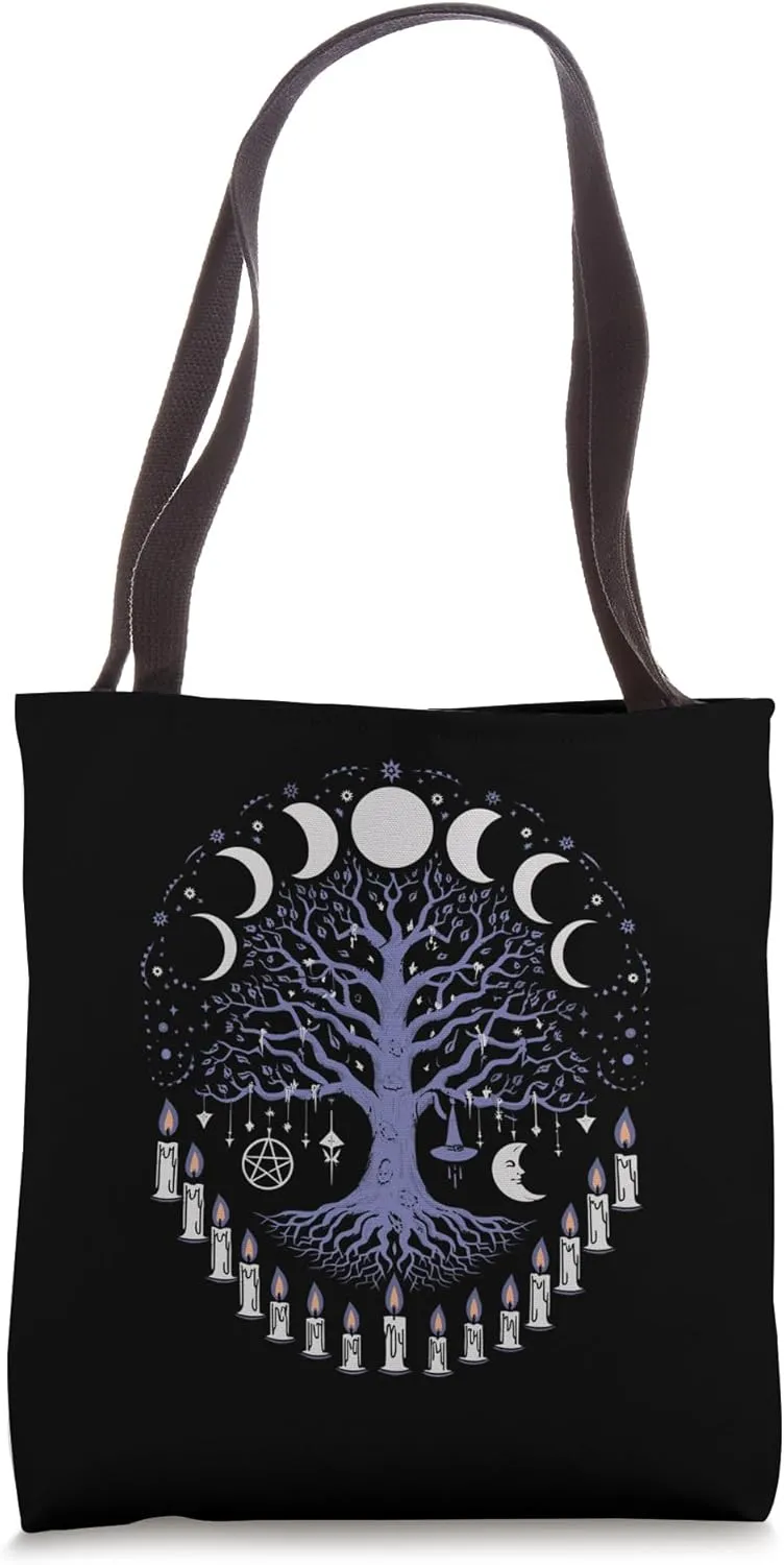 Mystical Tree of Life with Lunar Phases Tote Bag