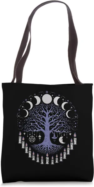 Mystical Tree of Life with Lunar Phases Tote Bag